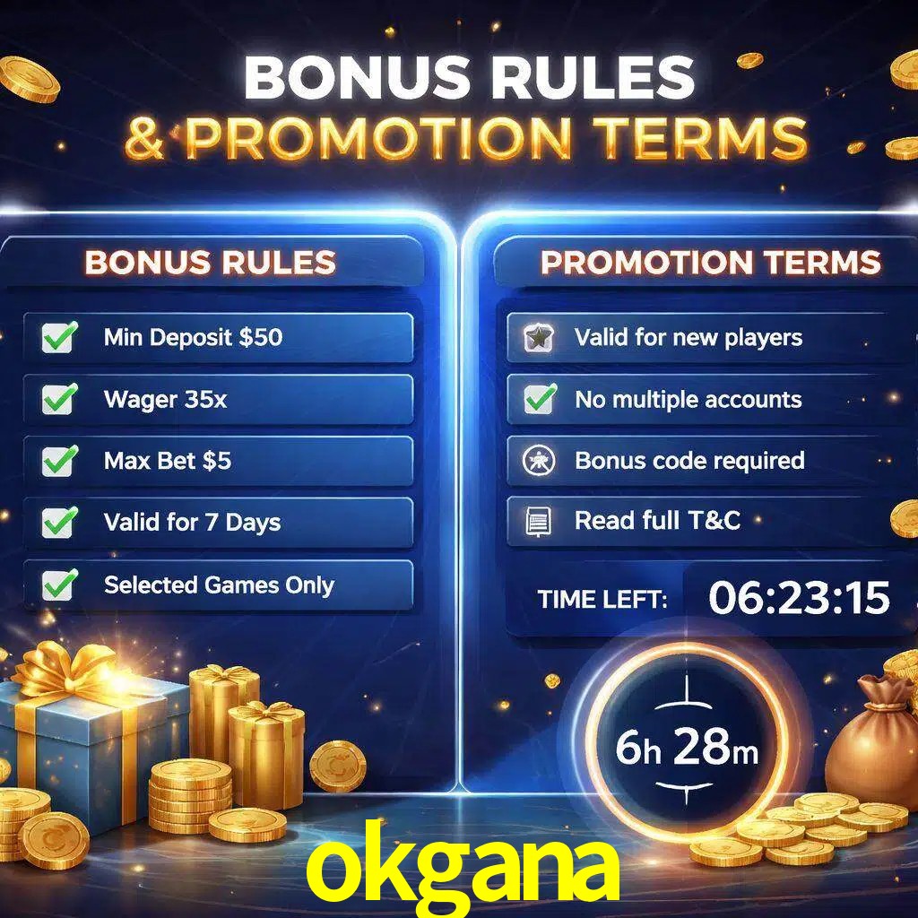 Reglas de promoción okgana y condiciones de bonos explicadas visualmente