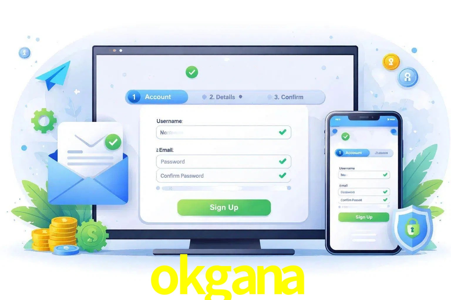 Registro de nuevo usuario y configuración de cuenta okgana
